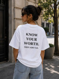 Know Your Worth, Then Add Tax Back Print T-Shirt | 3rd Generation