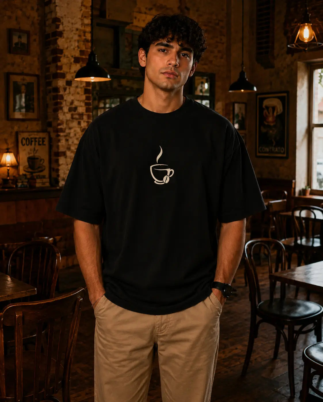 Black Coffee Drop Shoulder T-Shirt | 3rd Generation