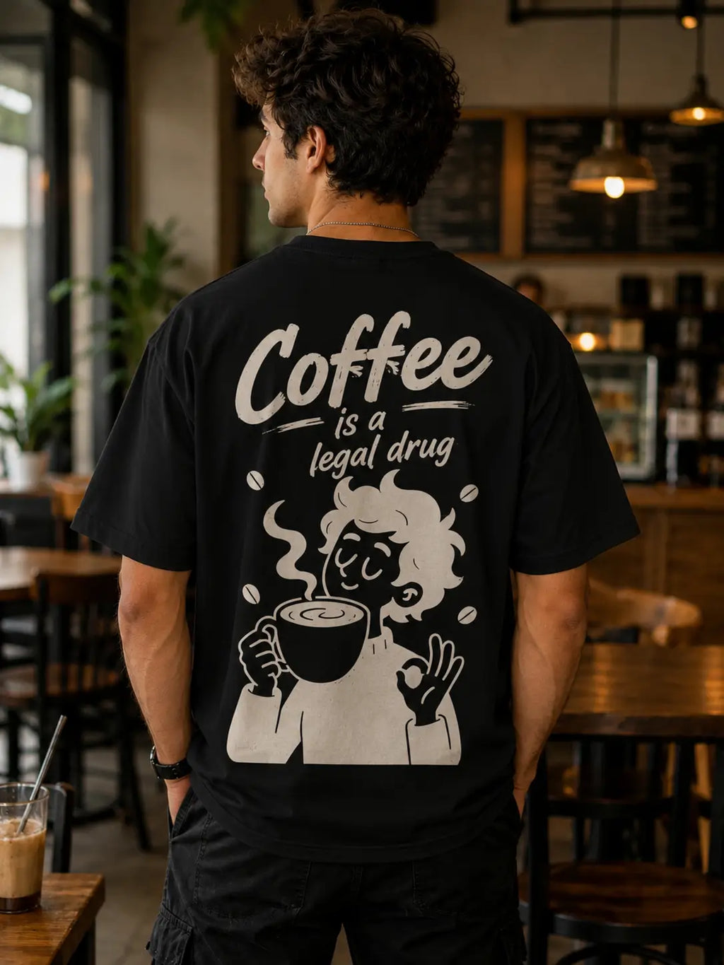 High on Caffeine Graphic Drop Shoulder T-Shirt | 3rd Generation