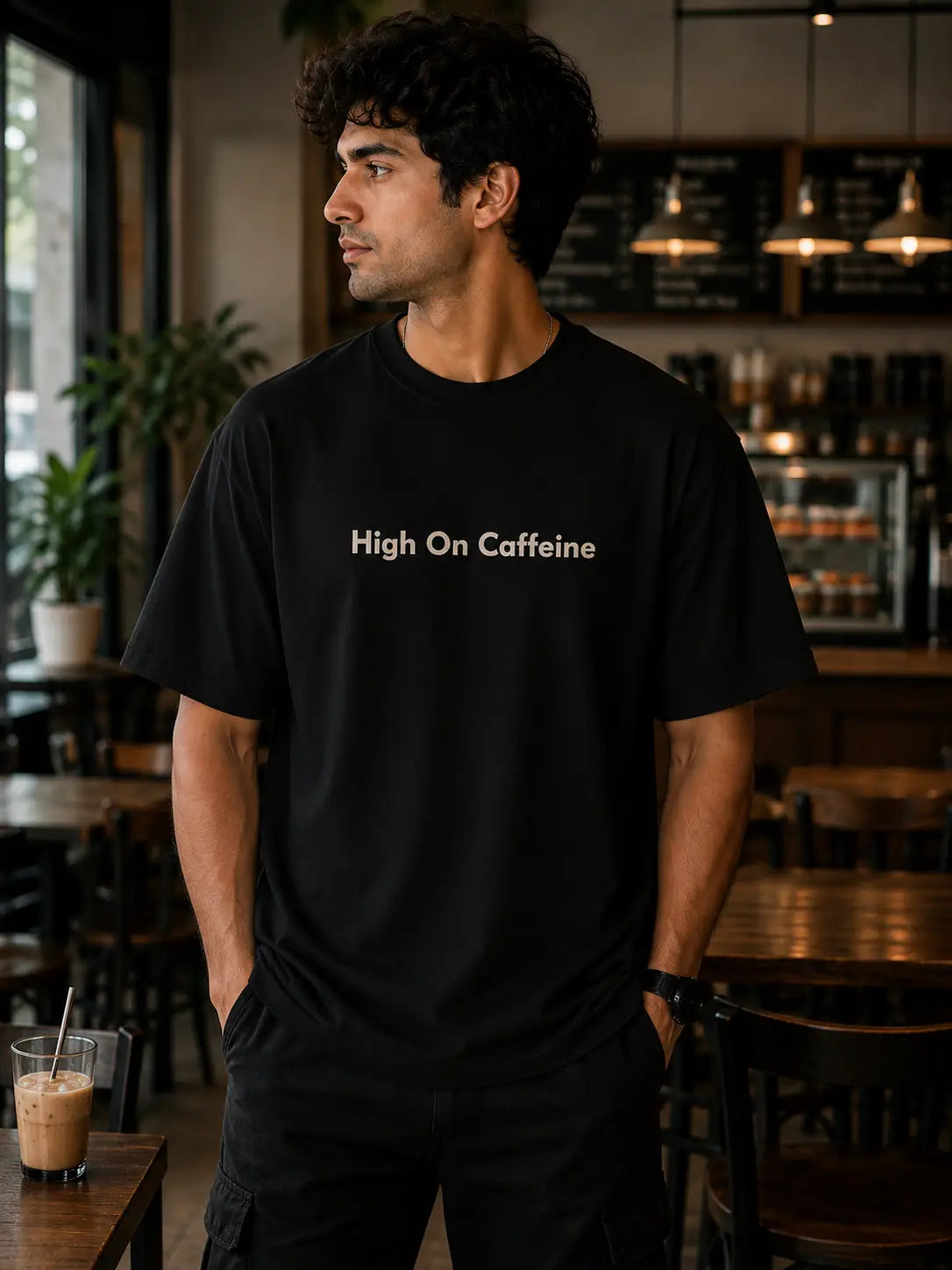 High on Caffeine Graphic Drop Shoulder T-Shirt | 3rd Generation