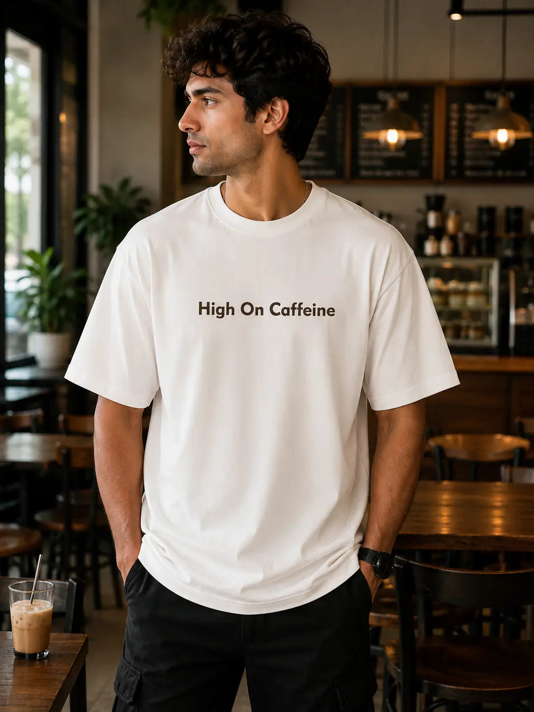 High on Caffeine Graphic Drop Shoulder T-Shirt | 3rd Generation