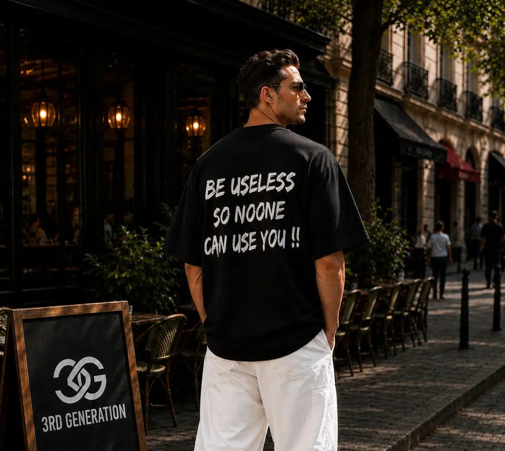Be Useless Slogan Drop Shoulder T-Shirt | 3rd Generation